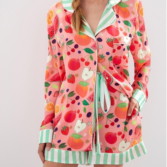 Anthropologie Fruit Print Pajama Set - Pink and Green - Picture 4 of 5